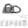 Marine hardware Square Pad Eye Plate With Ring Set 4 PC 1/4" Welded Formed