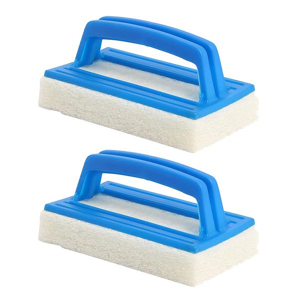 ACHANFLY Pool Wall Brush Pool Sponge Brushes with Handle Plastic Pool Scrubber Brush Hot Tub Cleaning Kit Edge Cleaner Brush for Swimming Pool, Pond, Spa, Tubs, Walls