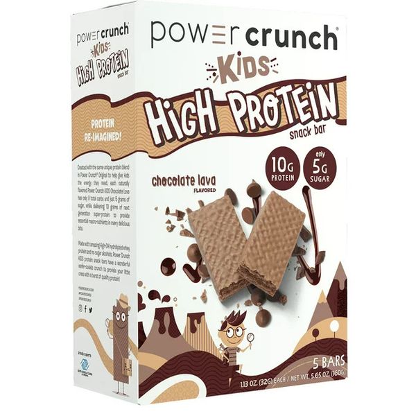 Power Crunch KIDS Chocolate Lava Flavor High Protein Snack Bar, 5.65 oz, 5 count