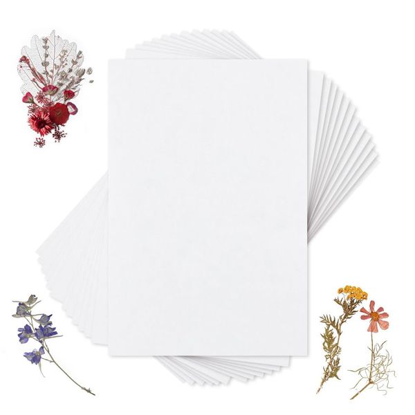 OLYCRAFT 50Pcs Blotting Paper for Flower Press 30x20cm Flower Press Paper Blotter Paper Premium Natural Fiber Blotting Paper for Flower Press Art 0.4mm Thickness