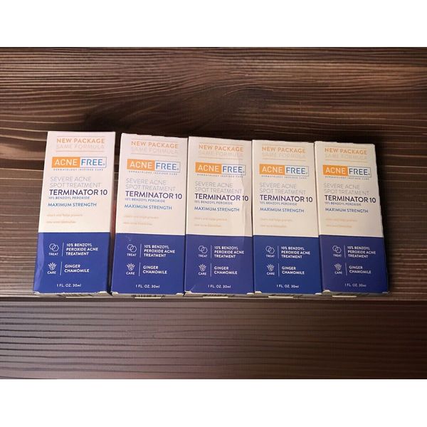 AcneFree Terminator 10 Acne Spot Treatment with Benzoyl Peroxide LOT Of 5