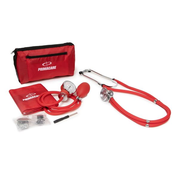 Primacare DS-9181-RD Manual Blood Pressure Kit with Cuff and Carrying Case Red