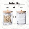 INCETUE 3PCS Cotton Pad Holder with Bamboo Lid for Bathroom Storage, Acrylic Cotton Swab Dispenser, Clear Round Cotton Wool Bud Jar for Vanity, Small Qtip Container, Makeup Organiser Set