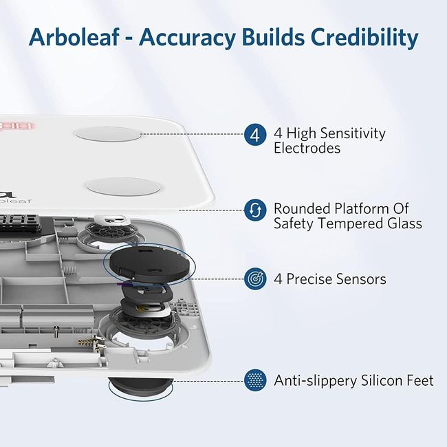 Arboleaf Black Digital Scale, Bluetooth Smart Scale for Body Weight