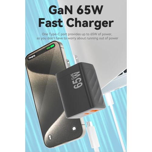CUGUNU 65w USB C Charger Block, GaN Nano Super Fast Charging Wall Plug Port Pd Dual A & Type C Power Adapter for MacBook Pro/Air, iPad iPhone 16 15/14/Pro, Galaxy S23/S22, Note20, Pixel, Laptop