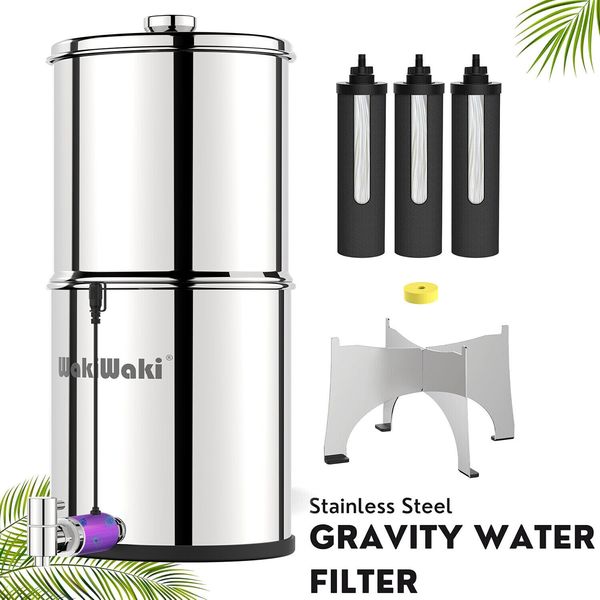 2.25G UV Gravity Water Filtration Drinking Water Filter System w/3Carbon Filters