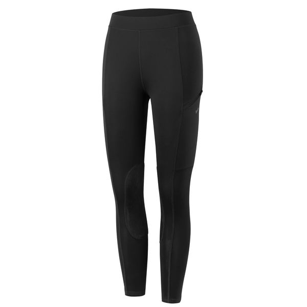 Willit Girls Horse Riding Pants Tights Kids Equestrian Breeches Knee-Patch Youth Schooling Tights Zipper Pockets Black M