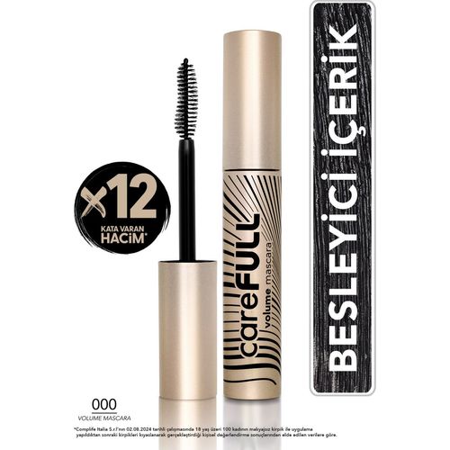 Carefull Volume Besleyici Etkili Yoğun Hacim Veren Siyah Maskara (000 Black) 8682536084093