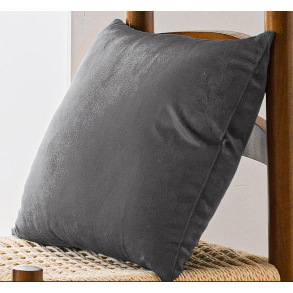 Cotton Market Kissenbezug 40x40 – Velvet Dekokissen – Samt Zierkissen – Elegant Sofakissen – Kissenbezüge Kissen für Wohnzimmer Schlafzimmer - Grau