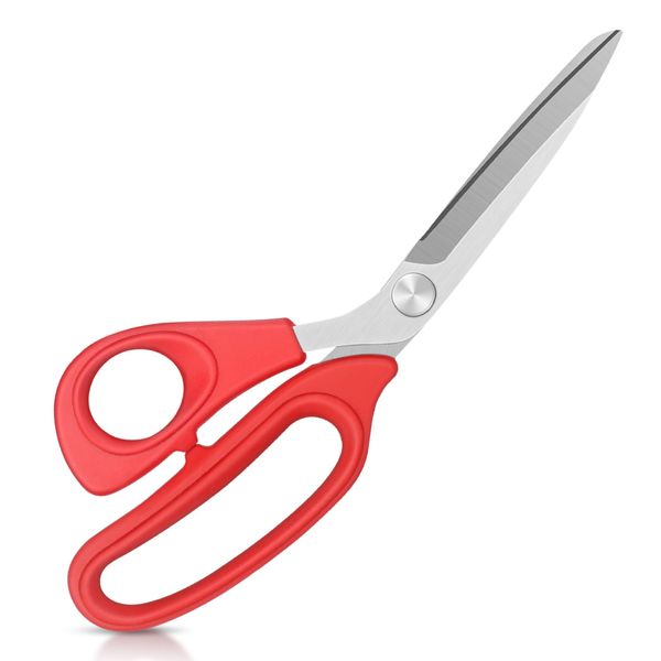 Vutyvve Left Handed Fabric Scissors for Cutting Fabric, Clothing, Textiles, Leather, 22cm Tailor's Scissors, Red