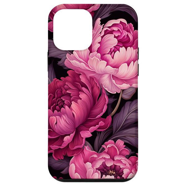 iPhone 12 mini Magenta and Blush Pink Peony Flower Pattern Case