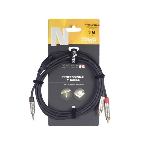 NEW Stagg N-Series Y-Cable with Stereo Mini Phone Plug - 10'