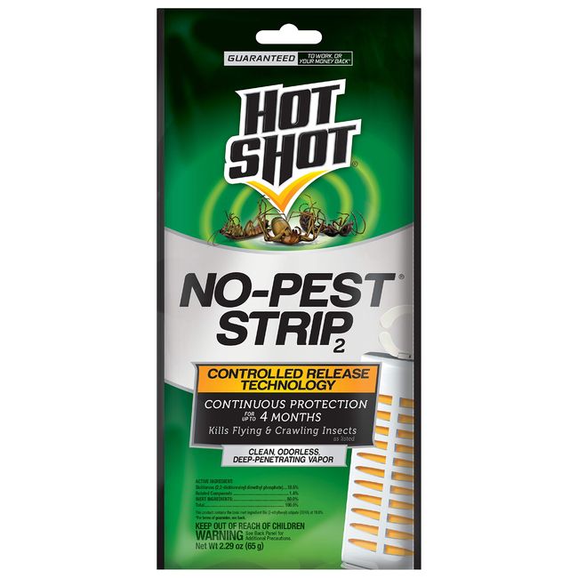 Hot Shot No-Pest Strip 2, Controlled Release Technology Kills Flying and Crawling Insects 2.29 Ounce (Value Pack of 12)