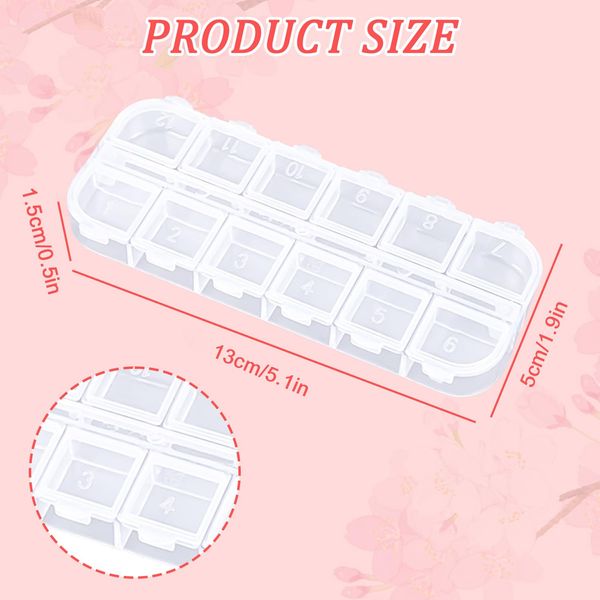 Cipszoely Multi Compartment Storage Box Small 7 Day Pill Organizers Bead Box with Compartments, Plastic Medicine Seed Storage Box Bead Small Clear Jewellery Box 12 Grids, Weekly Pill Box 7 Day