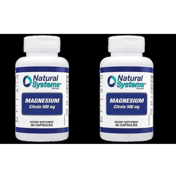 NATURAL SYSTEMS MAGNESIUM CITRATE 500 mg + VITAMIN B12 B6 2 X 60 = 120 CAPSULES