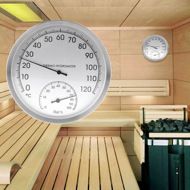 Stainless Steel Thermometer Hygrometer for Sauna Room Temperature