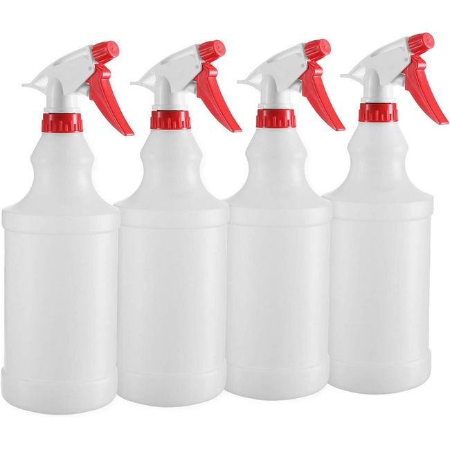 Pack of 4-32 Oz White Plastic Spray Bottle – Empty Spray Bottles for Cleaning...