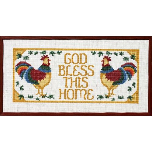 Pegasus Originals God Bless This Home Rooster Counted Cross Stitch Chart (not a kit)