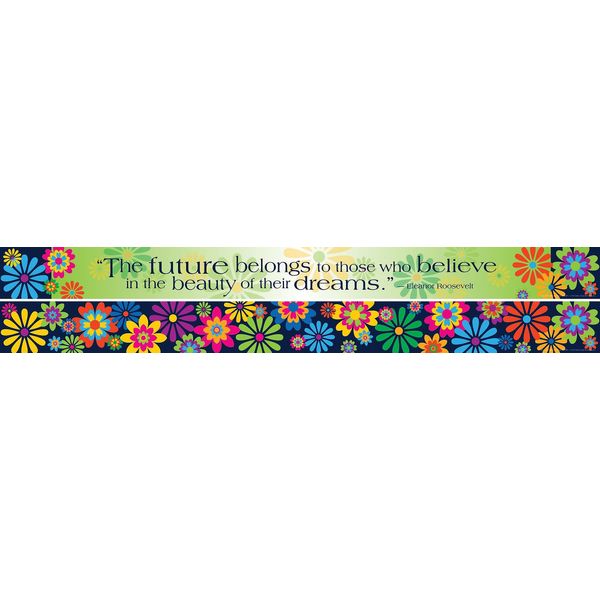 BARKER CREEK Double-Sided Border with Inspirational Quote, Italy Fiori Bellissimi, for Bulletin Boards, Reception Areas, Halls, Break Rooms, Office, School, Home Learning Decor, 3” x 35’ (959)