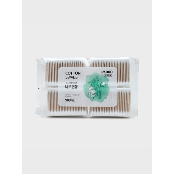 Wooden Stick Round Cotton Swabs 900 Count