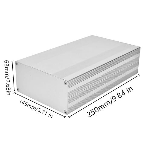 Project Box Aluminum Alloy Plastic Junction Box Electronic Case Enclosure Case PCB Board DIY Sandblast Oxidized Protective Case Silver 68 x 145 x 250mm / 2.68 x 5.71 x 9.84in