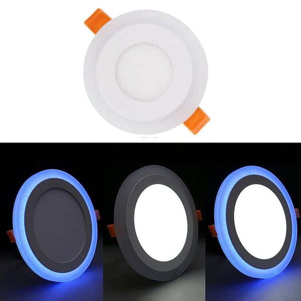 4 x 18W+6W White+Blue LED Recessed Round Ceiling Panel Light Two Colour Panel