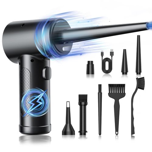 Compressed Air Duster, 3 Gear Adjustable 110000RPM Electric Air Blow Portable Keyboard Cleaner with LED Light, Rechargeable Dust Off Cordless Air Duster for Computer, Car, Electric Devices