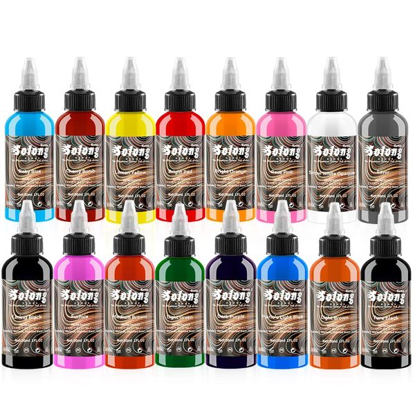 16PCS Tattoo Ink Colors Set, 1oz (30ml) Tattoo Inks Pigment Kit for Tattoo Kit Tattoo Ink Color Set TI302S-30-16