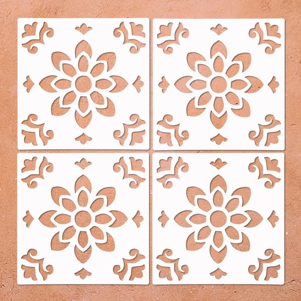 Reusable Sunflower Stencils For Painting - 4-Pack, 8x8 Inch Large Stencils For Floors, Walls, Tile 10 thumbnail image
