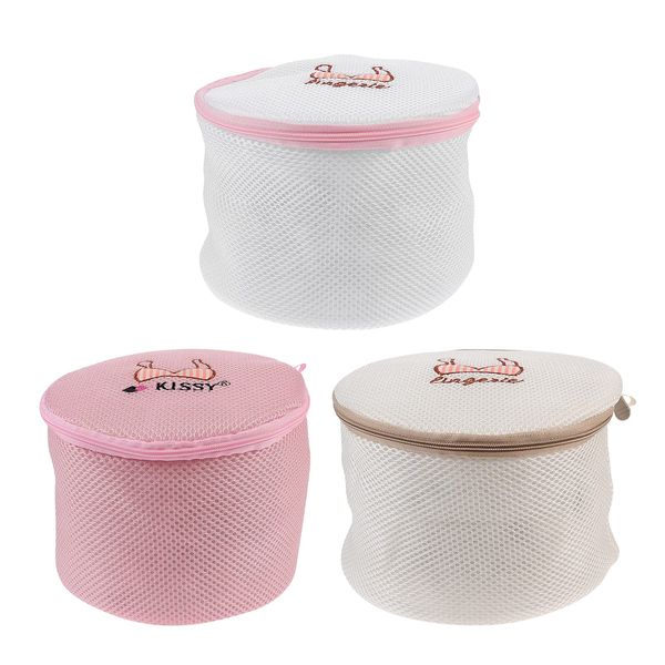 Frcolor 3pcs Bra Wash Wash Bag Bra Laundry Bag Lingerie Bag Bra Wash Bag Laundry Bag Travel Pouch Underwear Bra Lingerie Socks White Pink Beige