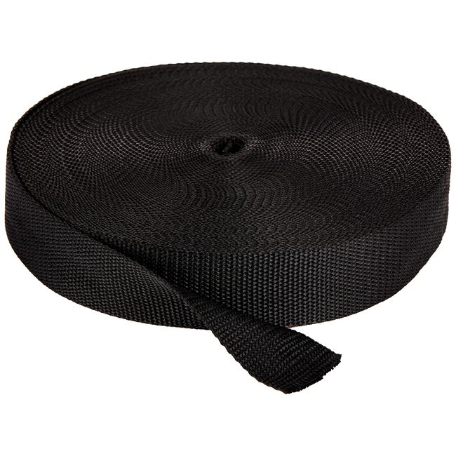 Strapworks Heavyweight Polypropylene Webbing - Heavy Duty Poly Strapping for Outdoor DIY Gear Repair, 2 Inch x 25 Yards - Black