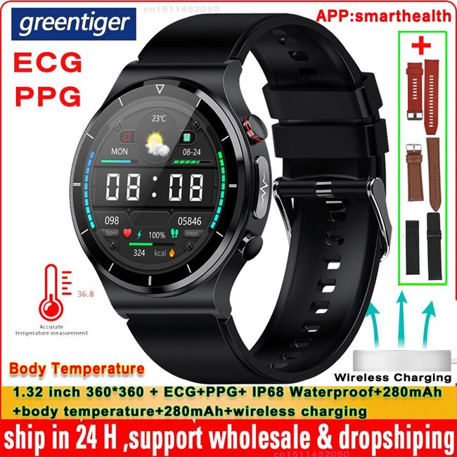 Original E400 Smart Watch ECG PPG HRV PTT Blood Sugar Blood Pressure Oxygen  Body Temperature Monitor IP68 Waterproof Smartwatch - AliExpress