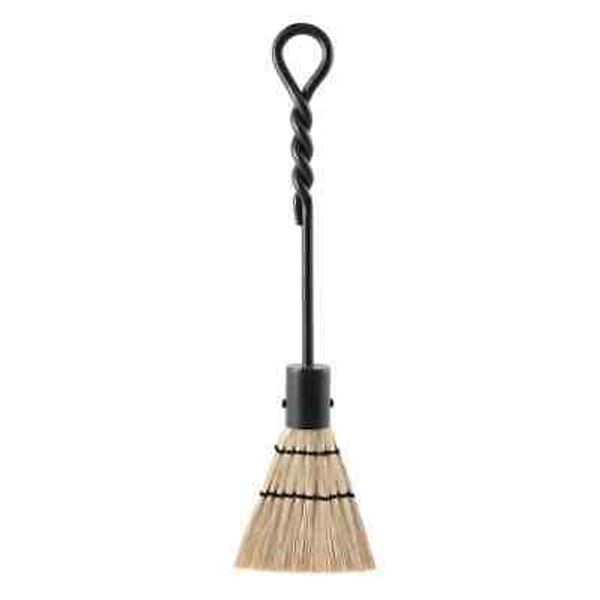 18"Tall Black Mini Rope Design Fireplace Brush Tool