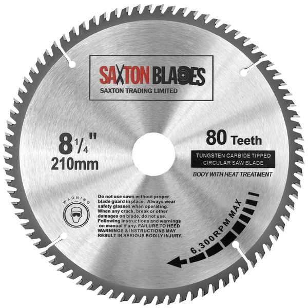 Saxton TCT Circular Wood Saw Blade 210mm x 30mm x 80T for Festool Bosch Makita Dewalt fits 216mm Saws