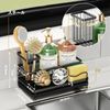 Mamakura Sponge Holder Sponge Rest Dish Towel for Kitchen Rustproof Sponge Detergent Rest Black