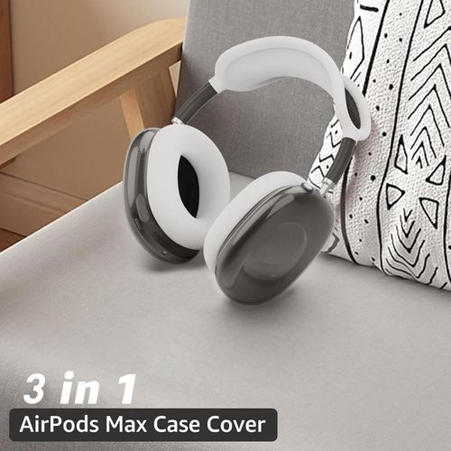 Woyinger Silicone Case Cover for AirPods Max (2024/2020),Clear Soft TPU Ear Cups Cover,Ear Pad Cover,Headband Cover for AirPods Max(USB-C/Lightning),Transparent Accessories for Apple AirPods Max,White