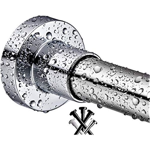 BRIOFOX Shower Curtain Rod 43-73 Inches, Never Rust and Non-Slip Spring Tension Rod for Bathroom, Polished 304 Stainless Steel