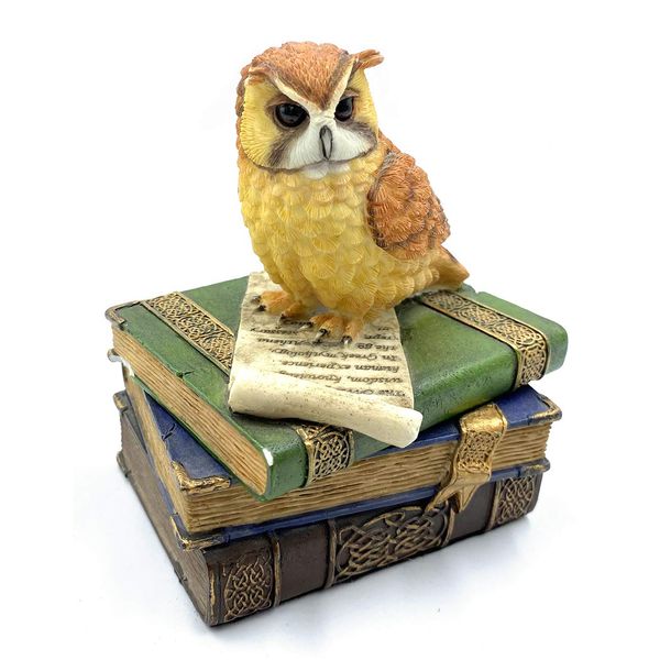 Veronese Collection TRTS100436 , Owl and Kitplar Jewelry Storage Bo, Hard Polyresin, Trinket Figure, 10x8.5x11.5 Cm