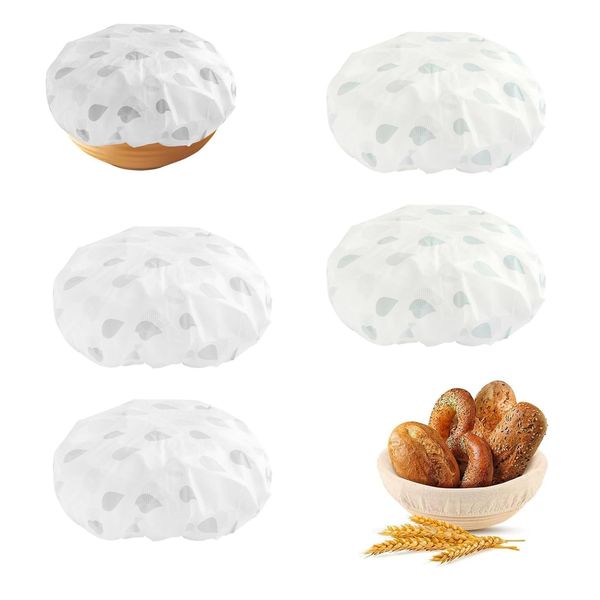 4Pcs Bowl Covers Set, Bread Cover for Rising Adjustable Elastic Bowl Covers,Bread Proofing Cover Reusable Bowl Covers for Bread Proofing,Cloth Bowl Covers for Bread Rising(2Blue+2Gray)