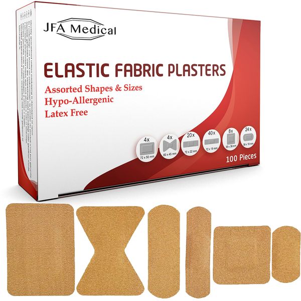 JFA Fabric Assorted Plasters (6 Sizes) 100 Plasters per pack