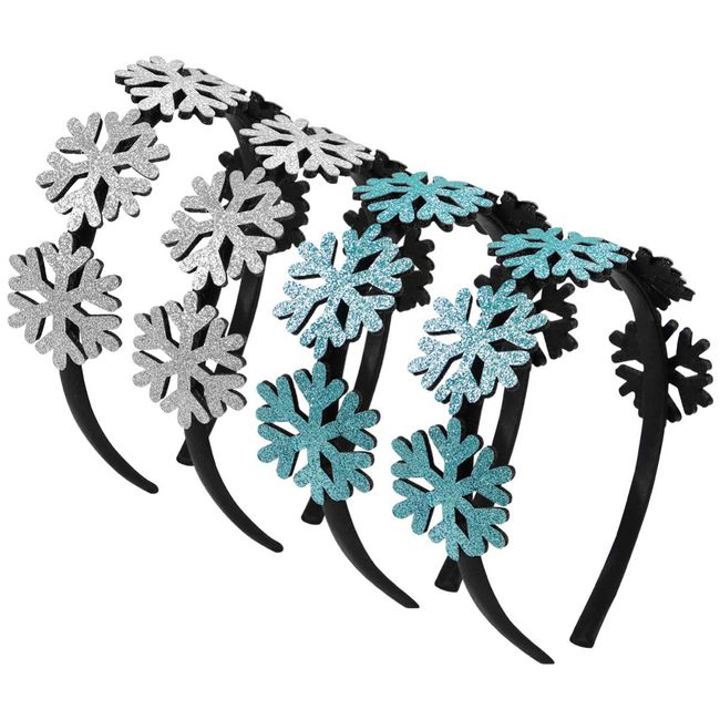 FRCOLOR Snowflake Headbands 4Pcs Snow Winter Christmas Headbands for Women Hair Hoops Winter Wonderland Xmas Holiday New Year Headband