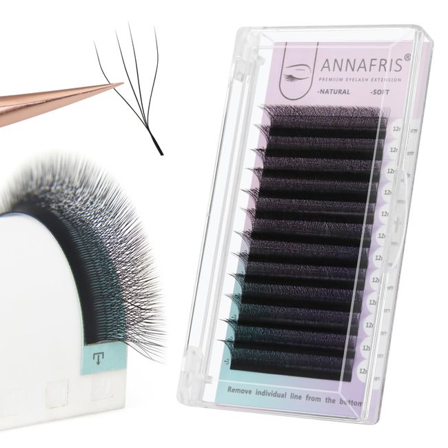 ANNAFRIS 4D Wimpern Extension Premade Fan W L Curl 9-13mm Mix Vorgefächerter Fertige Fächer Wimpernverlängerung 4D Russian Volumen Eyelash Extension Cluster Künstliche Lash(0.07 L Mix9-13mm)