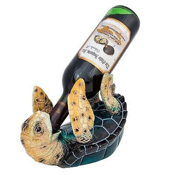 Drinking Turtle Tortoise Wine Bottle Holder Caddy Animal Pet Wine Rack Stand