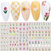 LANODO 6 Pcs Nail Stickers Multiple Styles Tulip DIY 3D Nail Seal Set Plants Beautiful