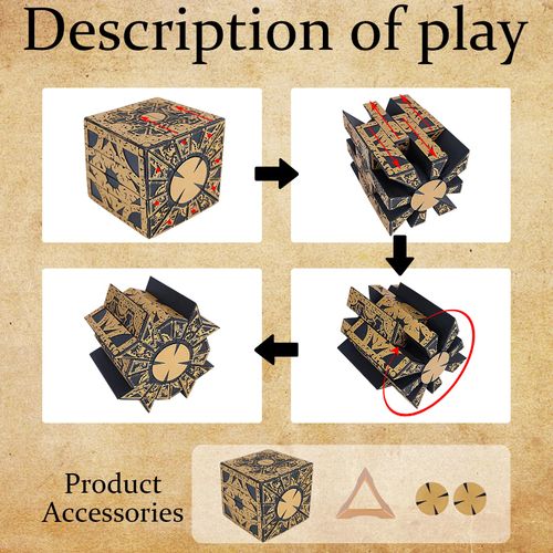 Litdevil Puzzle Box Detachable, Lament Configuration, Puzzle Box Functional with Base, Deformation Lock Puzzle Box Decoration Movies Props Halloween Cosplay