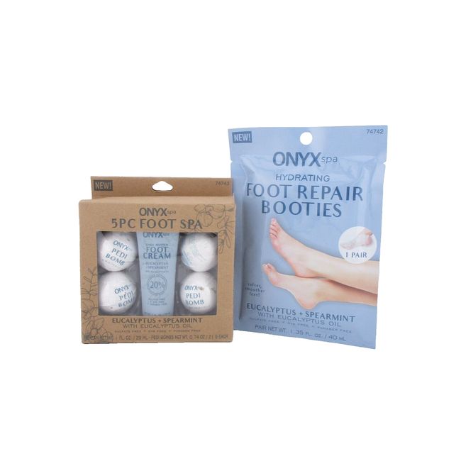 Onyx Spa Hydrating Foot Repair 1 Pair Booties & 5 pc Foot Spa - FREE SHIPPING!