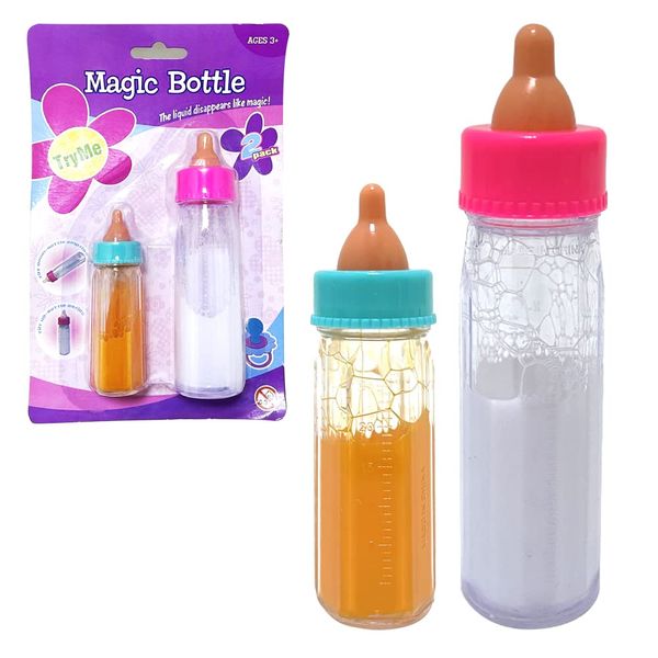 RAM ONLINE Milk Bottle Pretend Play Childrens Baby Doll Magic Feeding Bottles Milk Juice Bottles, Clear