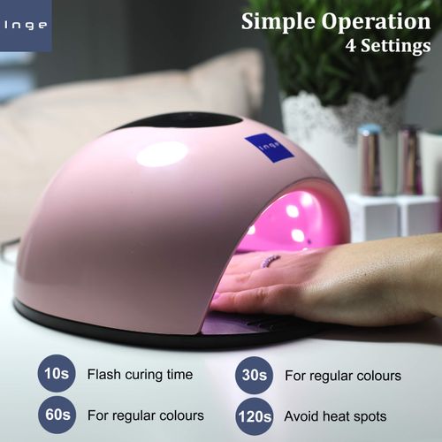 Inge UV Led Nail Lamp | Gel Nail Lamp 120W | LED Nail Lamp with 3 Timers | Automatic Sensor Professional Nail Lamp | Pink
