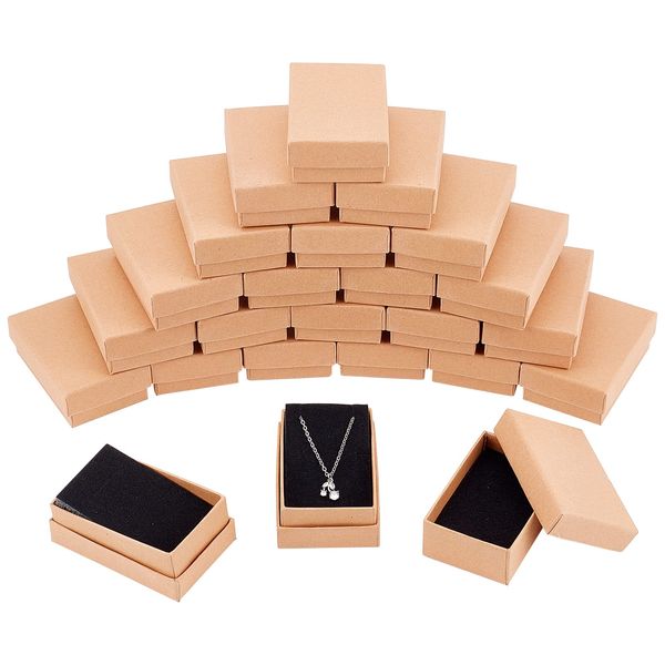 NBEADS 24 Pcs Cardboard Jewelry Boxes, 8x5x2.5cm Jewellery Gift Boxes with Lid Cardboard Jewelry Set Box Gift Boxes for Jewellery Packaging Necklace Ring Earrings Display Christmas