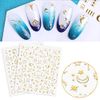 Just Apply - Gold Line Star & Moon Nail Stickers - Gel Nail Resin Embedded Nail Art (2 Months & Stars)